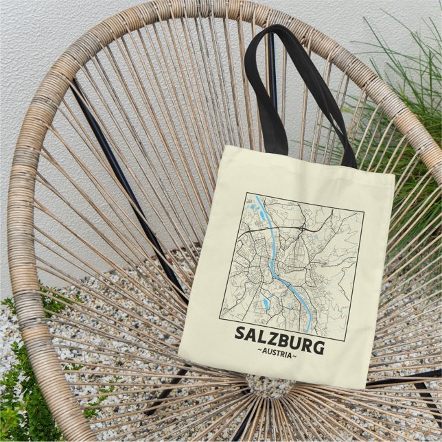 Salzburg, Austria City Map Tote Bag Tygkasse (Skapare uppladdad)