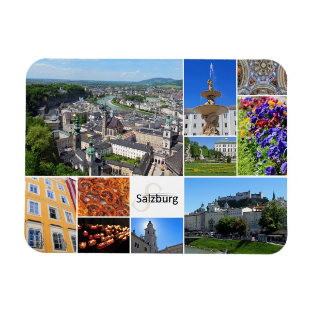 Salzburg Austria Europe Collage Kitchen Magnet (Horisontell)