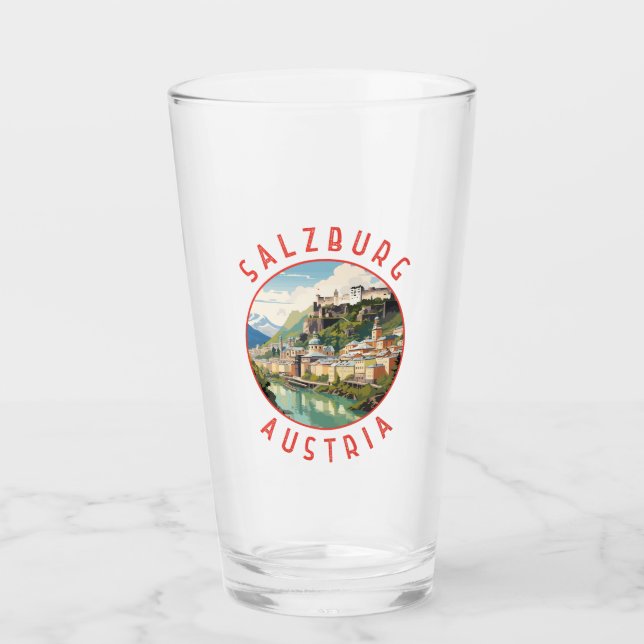 Salzburg Austria Retro Distress Circle Glaskopp (Framsida)