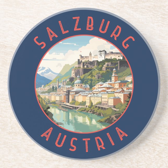 Salzburg Austria Retro Distress Circle Underlägg (Framsidan)