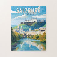 Salzburg Austria Travel Art Vintage Pussel