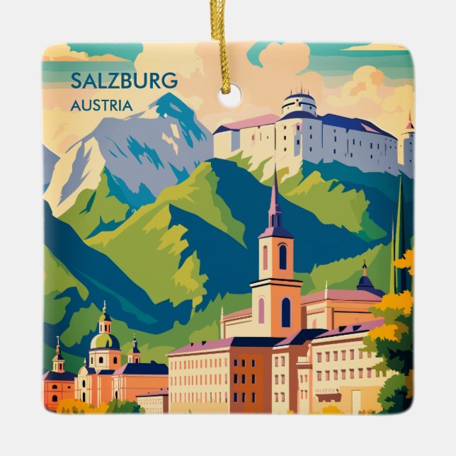 Salzburg Austria Travel Julgransprydnad Keramik (Framsida)