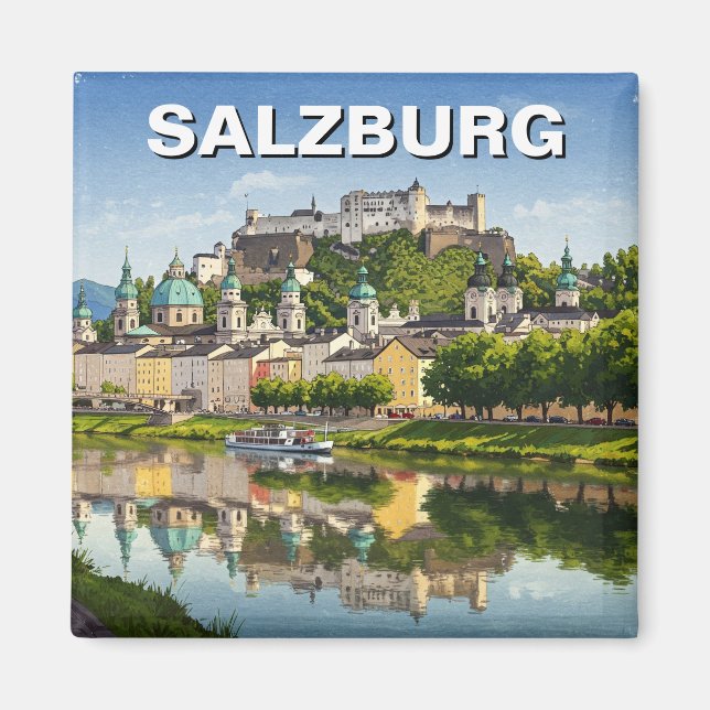 Salzburg Austria Travel Magnet (Framsidan)