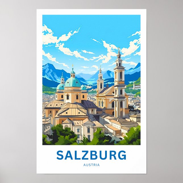 Salzburg Austria Travel Skriv ut Poster (Framsidan)