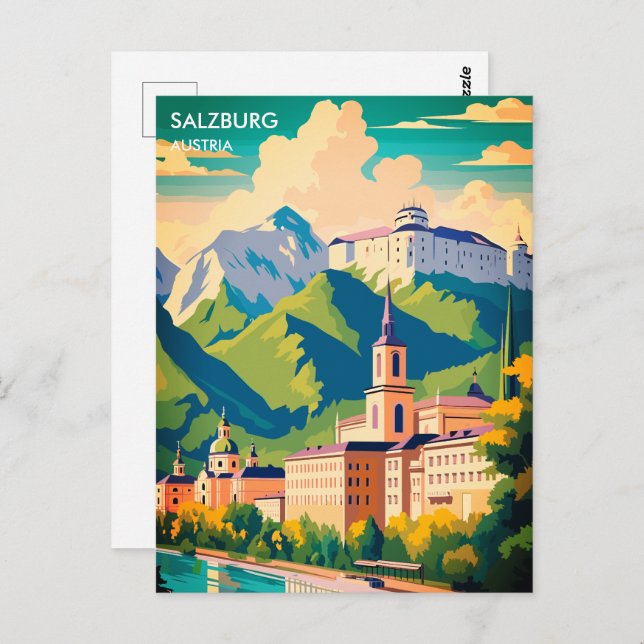 Salzburg Austria Travel Vykort (Fram/baksida)