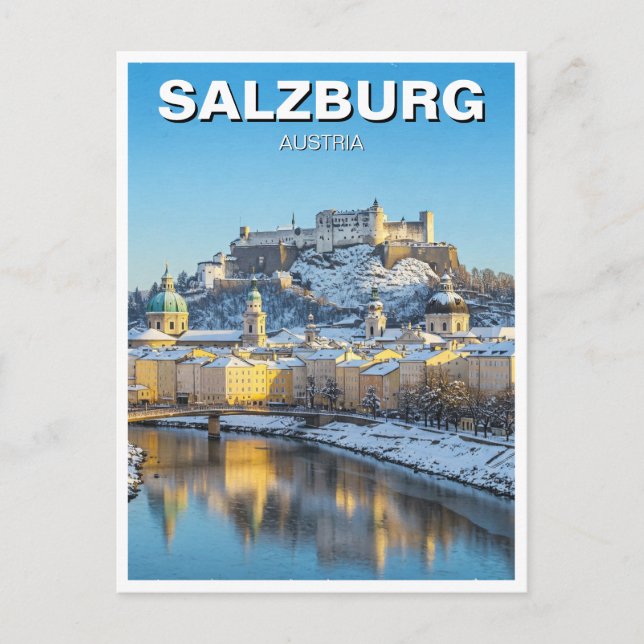 Salzburg Austria Travel Winter Vykort (Framsida)
