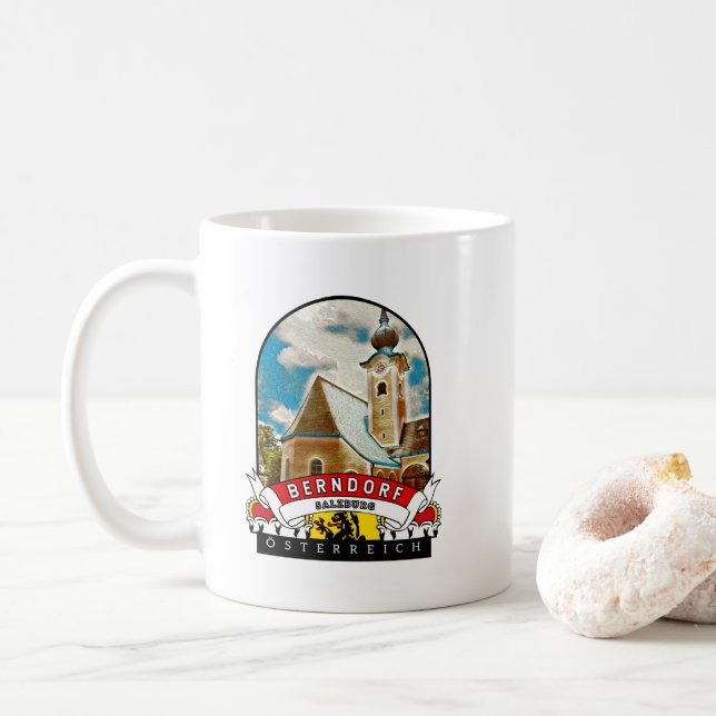 Salzburg Berndorf Österreich Souvenir Kaffemugg (Med munk)