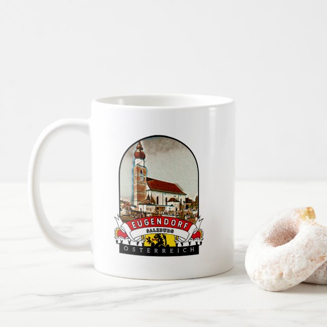 Salzburg Eugendorf Österreich Souvenir Kaffemugg (Med munk)