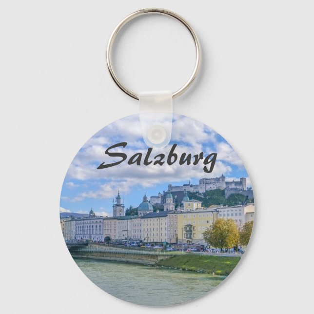 Salzburg i Österrike med sin Castle Souvenir Nyckelring (Framsida)