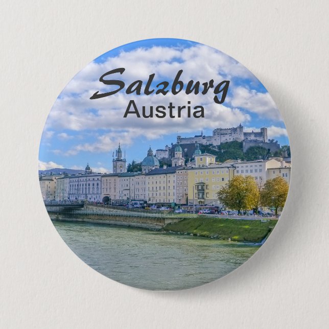 Salzburg i Österrike Souvenir Photo Knapp (Framsida)
