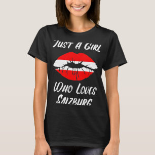 Salzburg Läppar Mouth Kärlek Österrike Flagga T Shirt