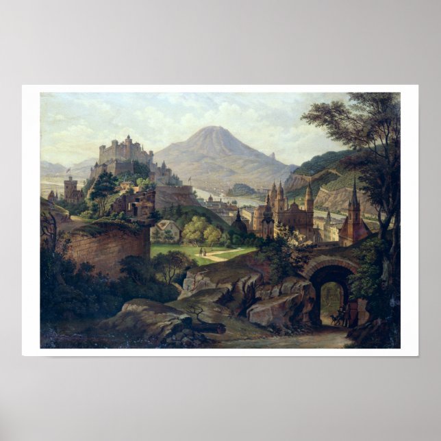 Salzburg med Hohensalzburg-fästningen Poster (Framsidan)