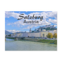 Salzburg med slottet i Österrike