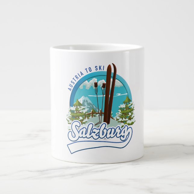 Salzburg Österrike att åka skidor logotyp. Jumbo Mugg (Framsidan)
