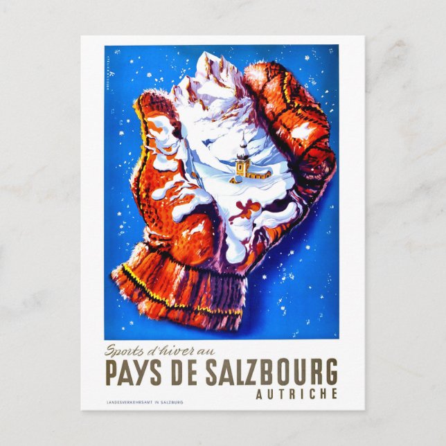 Salzburg, Österrike, en by innanför vintern Vykort (Framsida)