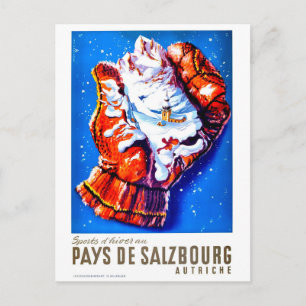Salzburg, Österrike, en by inuti vinterhandske Vykort