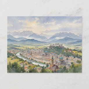 Salzburg Österrike Panoramautsikt Vykort