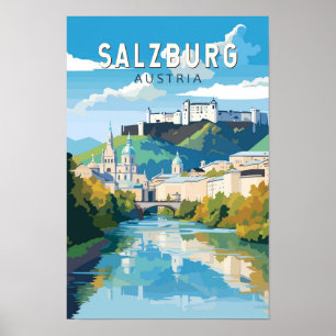 Salzburg Österrike Resa Konst Vintage Poster