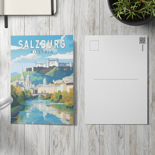 Salzburg Österrike Resa Konst Vintage Vykort
