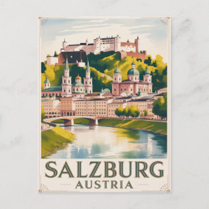 Salzburg Österrike Resa Måleri Vykort
