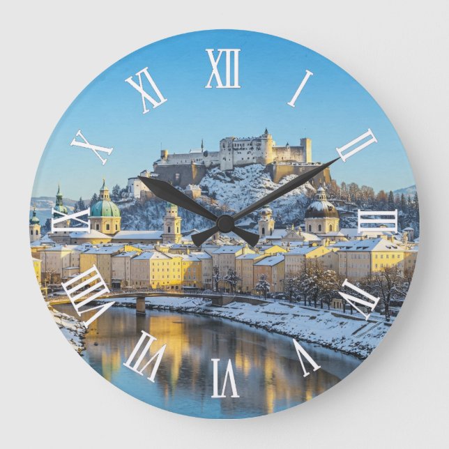 Salzburg Österrike Resa Vinter Stor Klocka (Framsida)