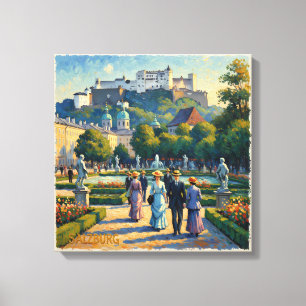 Salzburg Österrike Slottsträdgård Utsträckt Canvas