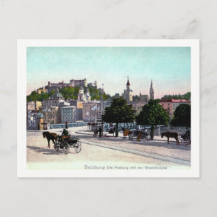 Salzburg, Österrike, Staatsbrücke, 1910 Vintage Vykort