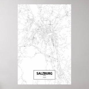 Salzburg Österrike (svarten på vit) Poster