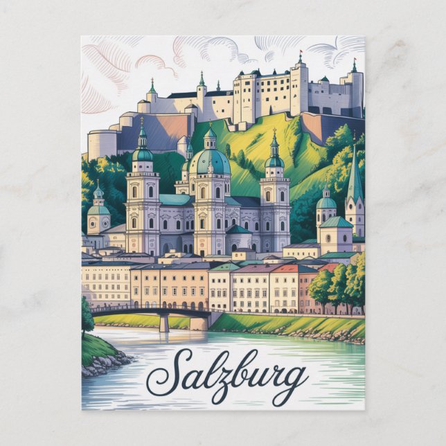 Salzburg Österrike Vykort (Framsida)