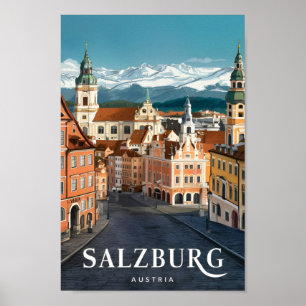 Salzburg Österrikes Berömd Travel Ställe Poster
