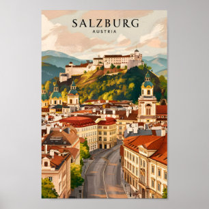 Salzburg Österrikes Berömd Travel Ställe Poster
