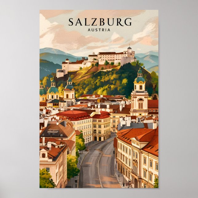 Salzburg Österrikes Berömd Travel Ställe Poster (Framsidan)