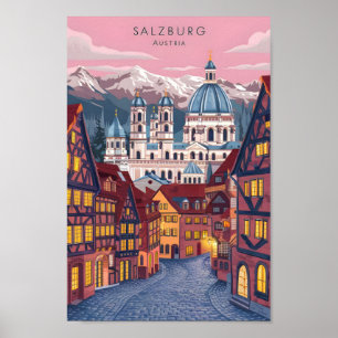 Salzburg Österrikes Berömd Travel Ställe Poster