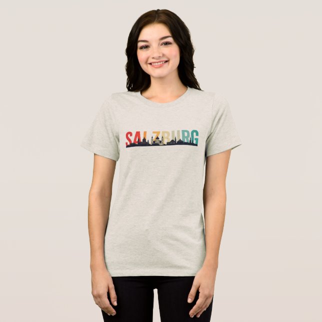 Salzburg Text med Stadssiluett T Shirt (Framsida Full)