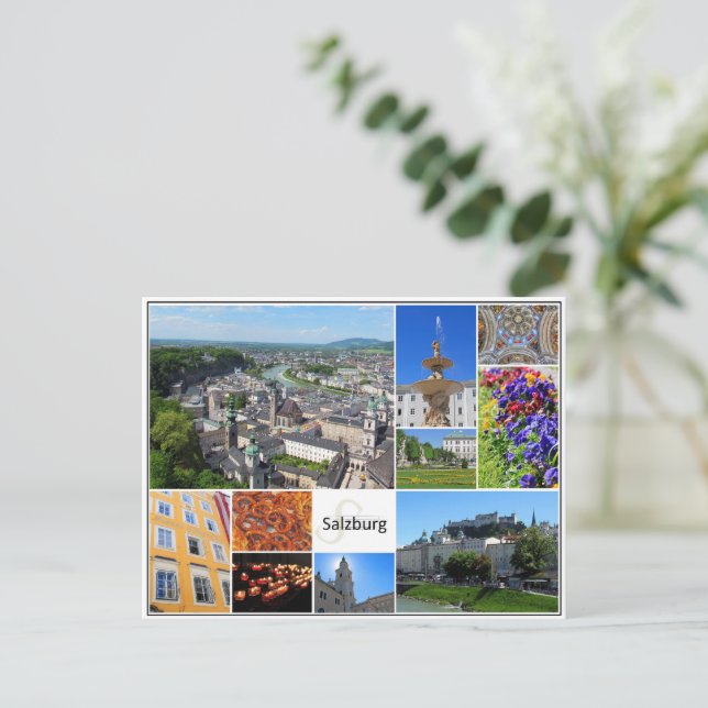 Salzburg World Traveler Sightsee Collage Vykort (Stående Fram)