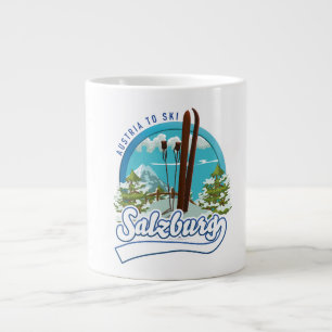Salzburgaustrien till skidåkning logotyp. jumbo mugg