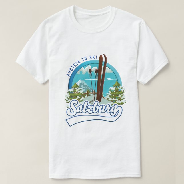 Salzburgaustrien till skidåkning logotyp. t shirt (Design framsida)