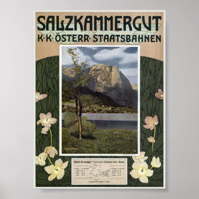 Salzkammergut Austria Vintage affisch 1910 (Framsidan)