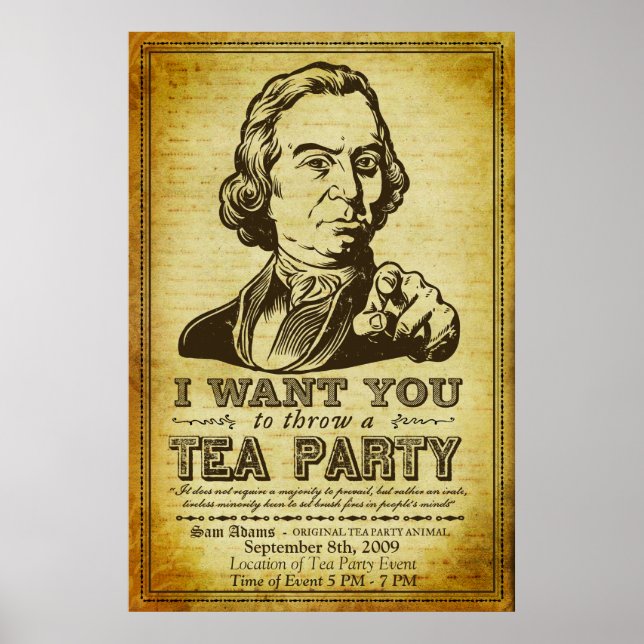 Sam Adams Tea Party Anpassade Event Poster (Framsidan)