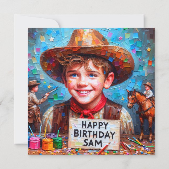 SAM ~ Birthday Card ~ Cowboy ~ Flyttkort (Framsida)