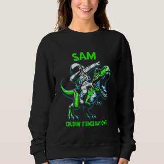Sam Crushin' It Since Day One Astronaut Dinosaur C T Shirt