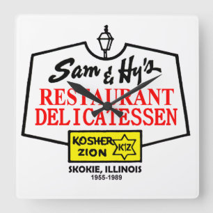 Sam & Hys matvaruaffär, Skokie, IL. (1955-1989) Fyrkantig Klocka