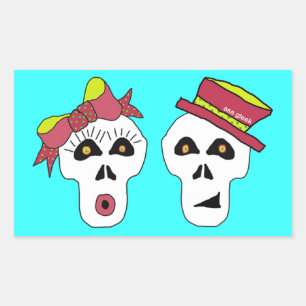Sam och Sally Skull Sticker Rektangulärt Klistermärke