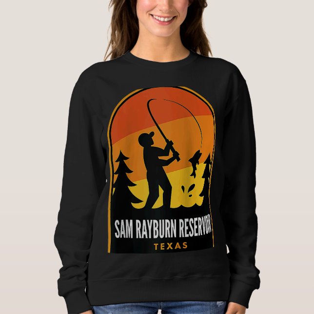Sam Rayburn Reservoir Texas Fishing Raglan T Shirt (Framsida)
