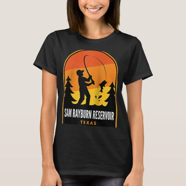 Sam Rayburn Reservoir Texas Fishing Raglan T Shirt (Framsida)
