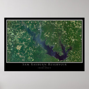 Sam Rayburn Sjö Texas Satellite Poster Karta