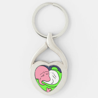 Sam x Santi Keychain Twisted Heart Silverfärgad Nyckelring
