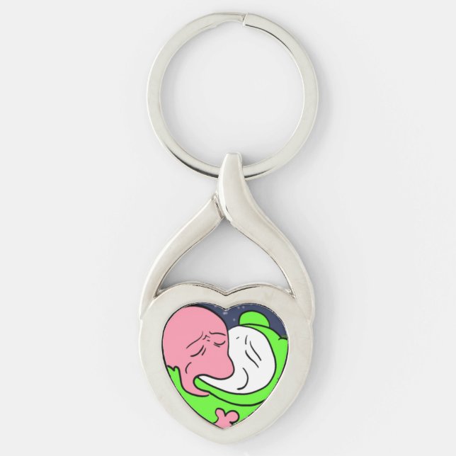 Sam x Santi Keychain Twisted Heart Silverfärgad Nyckelring (Framsidan)