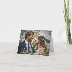 Samantha Calligraphy Folded Photo Bröllop Tack Kort