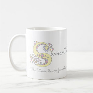 Samantha känd menande dekorativ s monogrammugg kaffemugg
